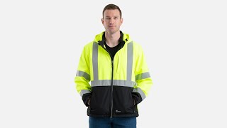 Berne® Mens Hi Vis Class 3 Hooded Softshell Jacket [upl. by Derfliw689]