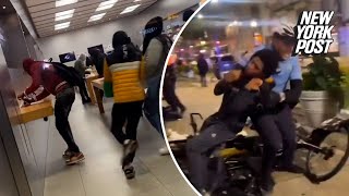 Looters hit Philadelphia Apple Foot Locker amp Lululemon stores at least 15 arrested in mass chaos [upl. by Rollie933]