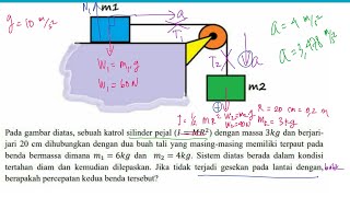 menghitung percepatan sistem balok yang dihubungkan dengan katrol licin dan kasar [upl. by Ilarin]