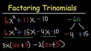 Factoring Trinomials With Leading Coefficient not 1  AC Method amp By Grouping  Algebra  3 Terms [upl. by Dnomal]