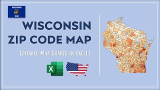 Wisconsin Zip Code Map in Excel  Zip Codes List and Population Map [upl. by Yun653]