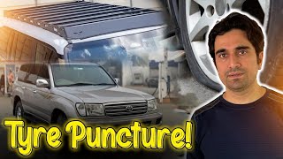 Toyota Land Cruiser Manual Ka Tyre Puncture Hu Gya  Grand Py Roof Rack Lagwa Liya  Vlog 185 [upl. by Anirtek]