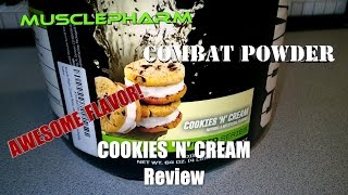 MusclePharm Combat Protein Powder  COOKIES N CREAM Review AWESOME FLAVOR [upl. by Eecats363]