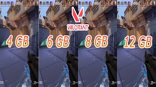 VALORANT  4GB VS 6GB VS 8GB VS 12 GB RAM FPS COMPARISON [upl. by Aicineohp199]