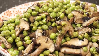 Petits pois aux champignons Shiitake  Recette facile [upl. by Larkin]