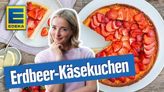 Weltbester Käsekuchen ohne Boden  Kuchenrezept mit Erdbeeren [upl. by Gunning]