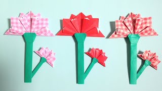 折り紙 カーネーションの花 折り方 Origami Flower Carnationtutorial（niceno1） [upl. by Chavey]