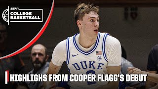 HIGHLIGHTS of Cooper Flagg’s debut for Duke 🎥 18 PTS 7 REB amp 5 AST  ESPN College Basketball [upl. by Nnaed828]