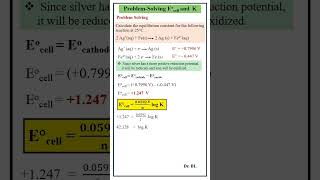 Electrochemistry  Cell Potential and Equilibrium Constant  Problem Solving [upl. by Libby]