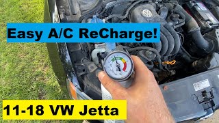 How To ReCharge AC VW Jetta DIY 11 12 13 14 15 16 17 18 2011 2012 2013 2014 2015 2016 2017 2018 [upl. by Jaddan]