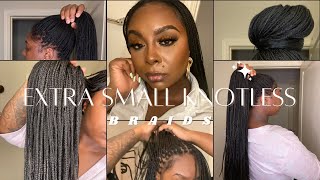 EXTRA SMALL LIGHTWEIGHT KNOTLESS BRAIDS knotlessbraids summerhair blackhairstyle [upl. by Lednar]