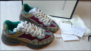 Gucci GG Rhyton sneaker Unboxing amp Review [upl. by Ttehc]