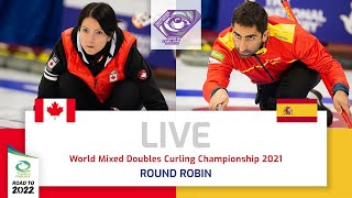 Canada v Spain  Round robin  World Mixed Doubles Curling Championship 2021 [upl. by Aelc]