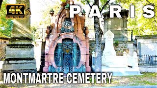 🇫🇷Paris City Walk【4K】Montmartre Cemetery  October 2021 Autumn [upl. by Annauqal]