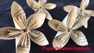 DIY Papierblume aus alten Buchseiten [upl. by Gwenny79]