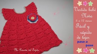 TIERNO VESTIDO coral a CROCHET para bebe paso a paso  SWEET crochet coral DRESS baby [upl. by Dez390]