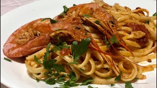 Makarona linguine me karkaleca deti  Linguine with shrimps [upl. by Ahsele722]