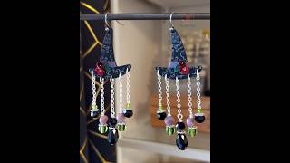 DIY Witch Hat Earrings 🎃  Polymer Clay amp Beaded Fringe Magic halloweenearrings diyjewelry [upl. by Bendicta]