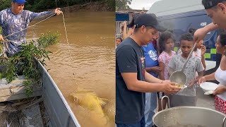 Capturamos un pez gigante para hacer un sancocho comunitario en el barrio Santa Fe de Villavicencio [upl. by Alig]