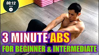 Level 2 3 minute Abs workout for Beginners amp Intermediate [upl. by Agarhs]