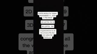 Lotto results today November 11 2024 5pm Draw youtubeshorts lottoresulttoday [upl. by Yrebmik671]