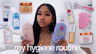 MY HYGIENE ROUTINE 🛀🏾  how to smell good 247 skin hair  dental care amp shower routine [upl. by Moorefield]