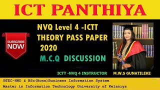 NVQ LEVEL 4 ICT THEORY PAST PAPER 2020 MCQ DISCUSSION  බහුවරණ සාකච්චාව සිංහලෙන්  ICT PANTHIYA [upl. by Eihtur]