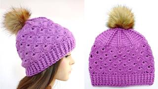 Como tejer el gorro N° 57 UNISEX a crochet en punto Abanicos paso a paso para varones y mujeres [upl. by Adnohsak270]