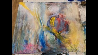 Abstract Expressionist Painting Acrylic on Canvas Collage Fresh Flowers Mixed Media Time Lapse ASMR [upl. by Niela227]