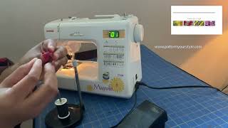 ELECTRIC SEWING MACHINE THREADING  JANOME  PatternYourStyle [upl. by Adaurd381]