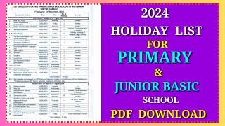 Primary School Holiday List  Holiday List 2024  Holiday List Of Primary School [upl. by Isaac500]