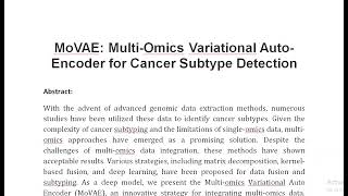 MoVAE Multi Omics Variational Auto Encoder for Cancer Subtype Detection [upl. by Favrot468]