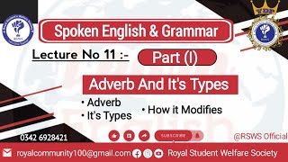 Lecture 11 Spoken English amp Grammar Understanding Adverbs and Their Types [upl. by Link]