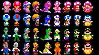 Super Mario Maker 2  4 Players All PowerUps Mario Luigi Toad Toadette [upl. by Ahcsas569]