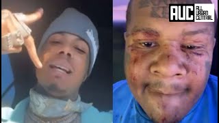 Blueface Reacts To Crip Mac Getting Jumped amp DPd In His Hood [upl. by Glialentn]