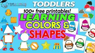 LEARNING COLORS amp SHAPES  100 Free Toddler Printables By Totschooling [upl. by Bronwyn]