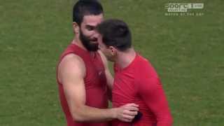 Messi and Arda Turan Exchange Shirts  Atletico Madrid vs Barcelona 1112014 HD [upl. by Wiles]