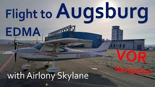 ✈ Flug nach Augsburg mit einer Airlony Skylane  VOR Navigation [upl. by Noek]