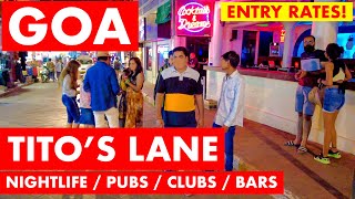 TITOS LANE  GOA NIGHTLIFE  PUBS  CLUBS  ENTRY RATES  BAGA BEACH  GOA VLOG [upl. by Erised]