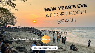 New Year’s Eve at Fort Kochi Beach Sea Sand and Celebrations  Cochin Carnival 2024 [upl. by Hnah]