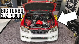 Single turbo 2JZ IS300s Engine Bay looks INSANE Intercooler fab  Turbo noises [upl. by Neelloc]