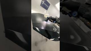 PAINT SPRAYING GLASS ON BLACK METALLIC HOOD [upl. by Ennalorac]