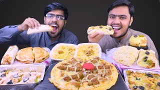 Eating Bihari Kabab Pizza BBQ Toasties Biryani Dhurmat Roll Pizza Paratha Pizza Burger [upl. by Aeila]