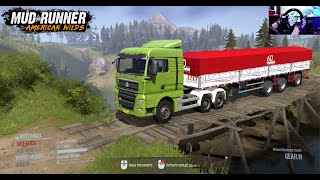 Spintires MudRunner MAN TGX 6X2 semi truck off road driving [upl. by Madonna]