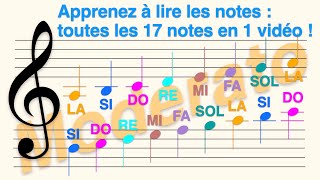 Do Ré…Si  Clé de Sol vitesse MODERATO  Apprendre à lire toutes les 17 Notes avec 1 seule vidéo [upl. by Jervis238]