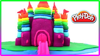 ♥ Play Doh Rainbow Castle of the Princess Plasticine Creation [upl. by Youlton]