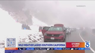 Snow storms and gusty winds hit Southern California [upl. by Allsopp]