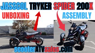 JASSCOL SPIDER 200X TRIKE MOTORCYCLE The CanAm Ryker Clone ASSEMBLY [upl. by Ttimme267]