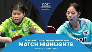 Yeh YiTian vs Park Gahyeon  U19 Teams Final  ITTF World Youth Championships 2024 [upl. by Llenrub]