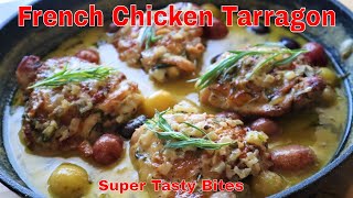 French Chicken Tarragon Recipe  One Pot Creamy Chicken Thighs ASMR [upl. by Coltson]